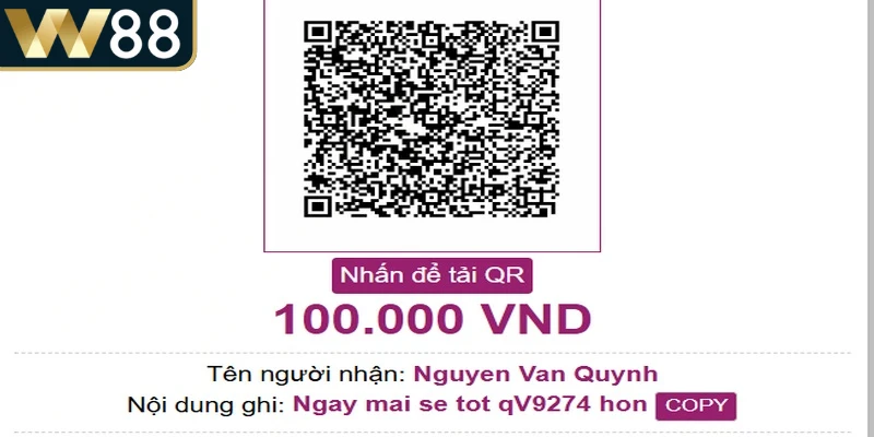 Lưu ý khi nạp tiền W88 ví điện tử